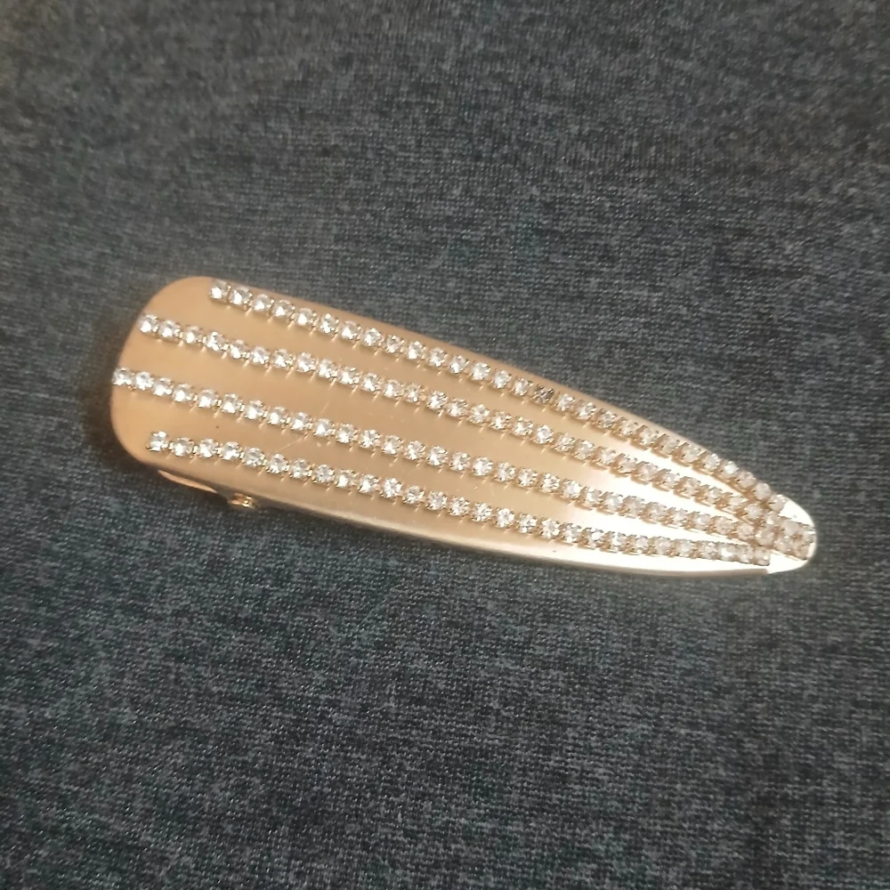 Gold-Tone Crystal Row Large Hair Barrette Clip By Boho Pink Vintage Glam
